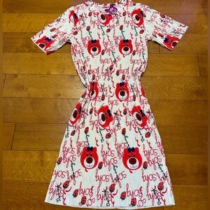 Lotso Bears embossed elastic fabric mid dress